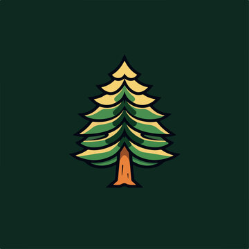 Pine tree in cartoon, doodle style. Image for t-shirt, web, mobile apps and ui. Isolated 2d vector illustration in logo, icon, sketch style, Eps 10. AI Generative