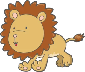 Fotobehang Cartoons Cute Safari Lion Cub png Art