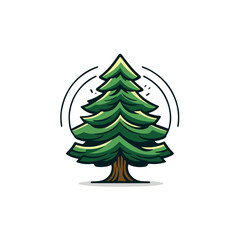 Pine tree in cartoon, doodle style. Image for t-shirt, web, mobile apps and ui. Isolated 2d vector illustration in logo, icon, sketch style, Eps 10. AI Generative