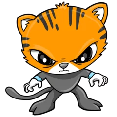Foto op Plexiglas Cartoons cute tiger ninja warrior png art