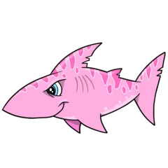 Abwaschbare Fototapete Karikaturzeichnung Pink Shark PNG Art