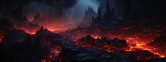 lava flowing lava in a mountain