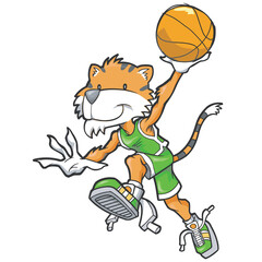 Cartoon Tiger Basketball Player PNG Art