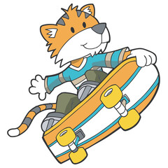 Tiger Skateboarder PNG Art 