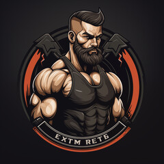 Fitness mascot logo design wear a black t shirt