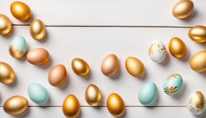 Beautiful easter eggs with copy space