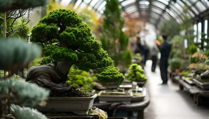 Tafelkleed a bonsai tree in a pot in a greenhouse © KWY