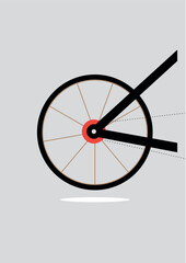 Bicycle rear wheel poster. Gray background. Modern poster. Vector illustration. Simple mechanism.