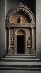 Naklejka premium Altar with a cross. Minimal theology and religion concept. Culture idea. Copy space.