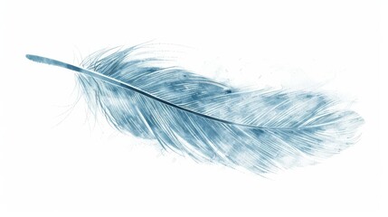 a lightblue quill, drawing, strong lines, white background 