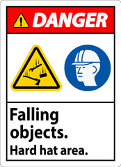 Danger Sign, Falling Objects Hard Hat Area