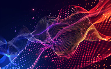 Abstract Waving Particle Technology Background Design. Abstract wave moving dots flow particles