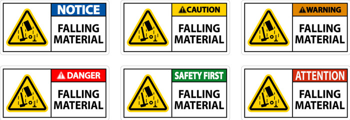 Caution Sign, Falling Material - obrazy, fototapety, plakaty