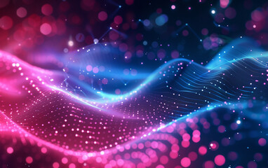 Abstract Waving Particle Technology Background Design. Abstract wave moving dots flow particles