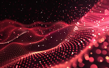 Abstract Waving Particle Technology Background Design. Abstract wave moving dots flow particles