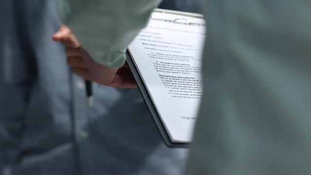 Transfer of documentation and reports to a business employee