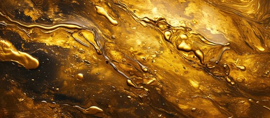 Artwork depicting spilled oil on paper with shiny golden veins texture, suitable for prints, wallpapers, posters, cards, murals, rugs, hanging pictures, and wall art.