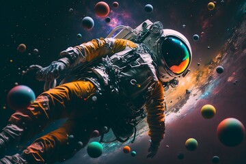 space walk with colorful planets wallpaper iphone, exquisite hyper-detail, dynamic pose, Cinematic, Color Grading, portrait Photography, Shot on 50mm lense, Ultra-Wide Angle, Depth of Field, hyper-et