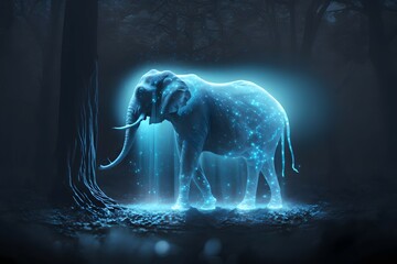 casted patronus spell of an ethereal transparent incorporeal spectral ghostly spirit of a elephant appearing in the air, anime, cartoon, cinematic, dynamic, cinematic lighting, highly detailed, powrf