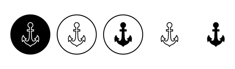 Anchor icon set. Anchor symbol logo. Anchor marine icon.