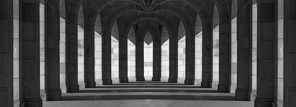 Arcade tour of the Congress Hall, unfinished monumental building of the National Socialists on the former Nazi Party Rally Grounds, 1933-1945, Composing, Nuremberg, Middle Franconia Bavaria, Germany