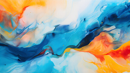 Banner abstract background made of colorful marble with alcohol ink. Close-up image