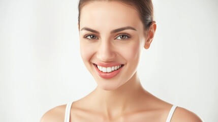 Young beauty woman with perfect skin isolated on white background. Facial treatment, Cosmetology, plastic surgery.