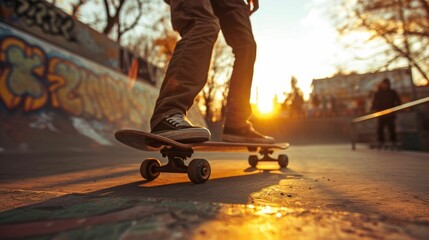 Urban skate park bustle, spotlighting the talents, camaraderie, and cultural essence of skateboarding