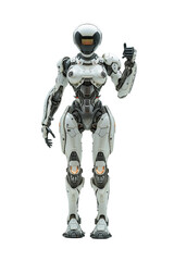 Female robot isolated on transparent background. PNG file.
