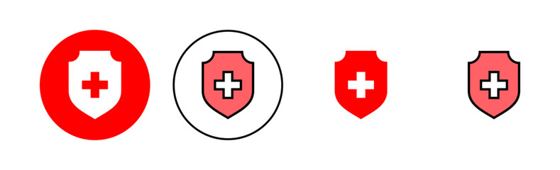 Health insurance icon set illustration. Insurance document sign and symbol