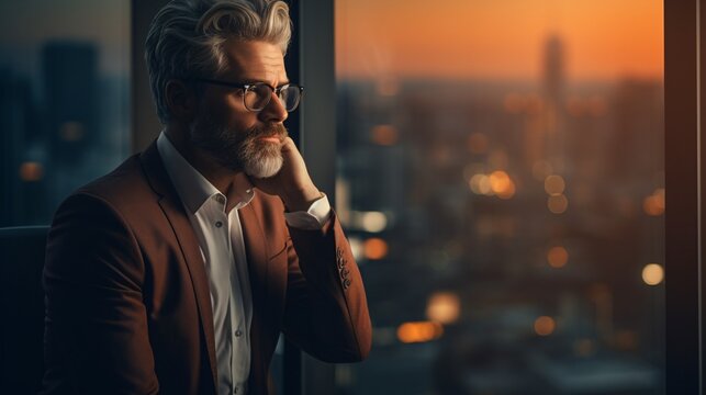 A Man Leaning Against A Window