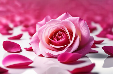 Wallpaper of close up of pink rose e petals on the white background.