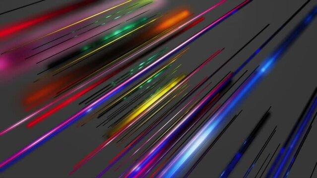 Futuristic video animation with glowing stripe objects in slow motion, 4096x2304 loop 4K
