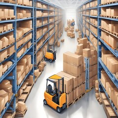 forklift carrying several boxes