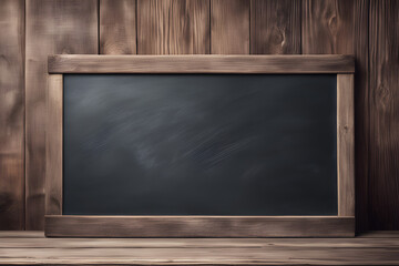 blank blackboard on wooden background