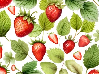white background with strawberries
