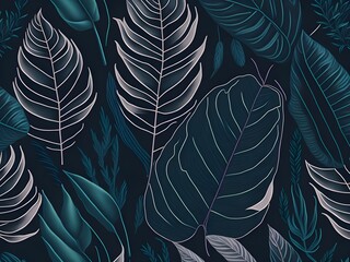 drawing of leaves on a green background