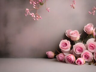 pink roses on a wall background