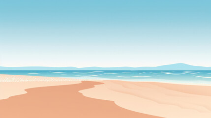 Fototapeta na wymiar Serene Summer Escape: Sun-kissed Beach Paradise with Tropical Blue Waters