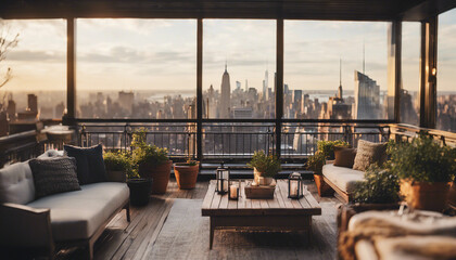 penthouse apartment terrace in Manhattan
 - obrazy, fototapety, plakaty