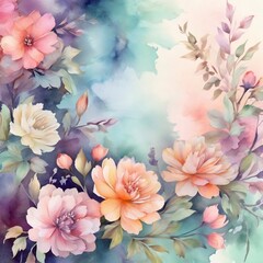 beautiful watercolor style soft color flower background. design for poster, banner, web, social media. ai generative design