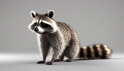raccoon, isolated white background 
 - obrazy, fototapety, plakaty