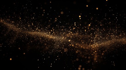 Golden particles on a black background