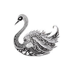 Obraz premium Swirling Filigree Swan Illustration, No Background