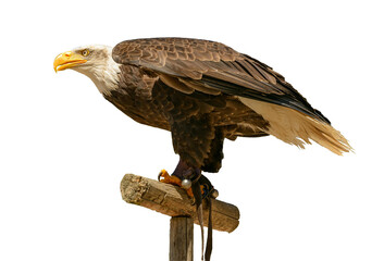 Bald Eagle on Training Perch Ready for Precision Predatory Action