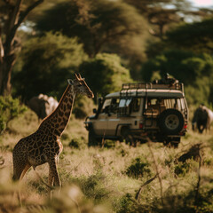 Giraffe Encounter on African Safari Adventure