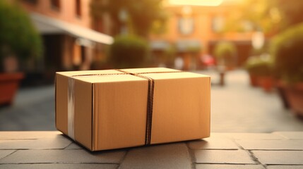 a box on a brick surface