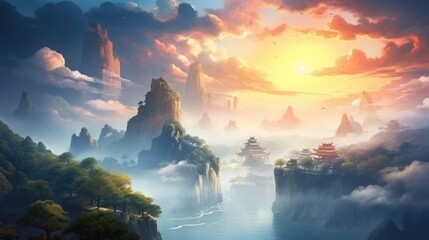 Chinese Style Fantasy Landscape Art