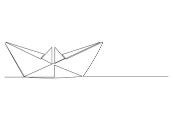 Aesthetic simple paper boat continuous one line drawing vector illustration. Free vector