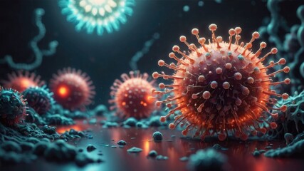 Obraz na płótnie Canvas Virus bacteria and fungi, virus images, covid virus structure, in microscope covid virus structure, virus structure, and function wallpaper